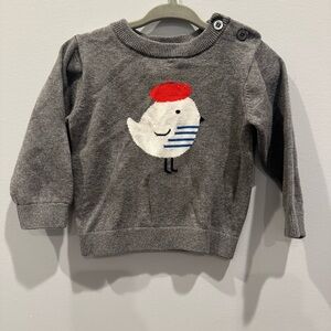 Jacadi Baby Sweater with Red Beret Bird Design